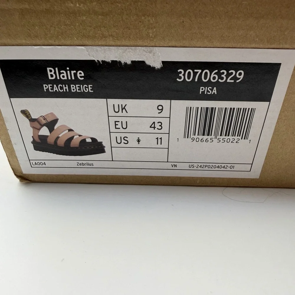 Dr. Martens Blaire Flatform‎ Peach Pink Leather Sandals Women's Sz US 11 New